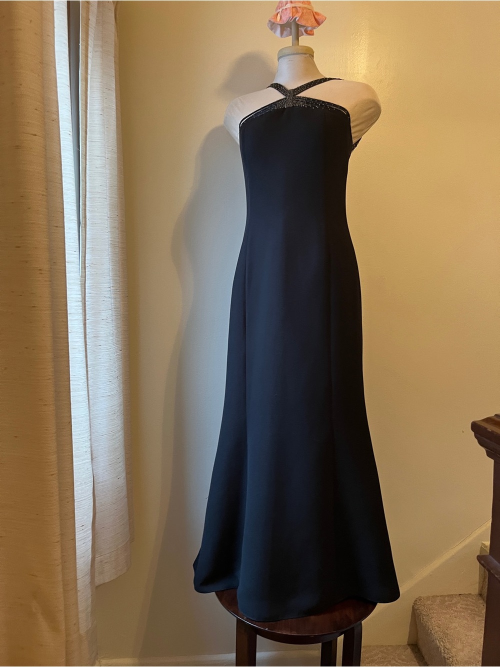 90’s Nuit Black Crisscross Halter Maxi Dress